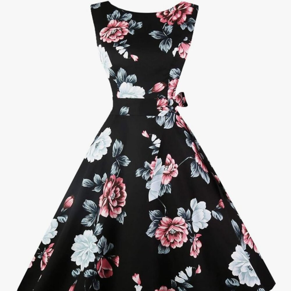 Women's Boatneck Sleeveless Swing Vintage 1950's Cocktail Dress